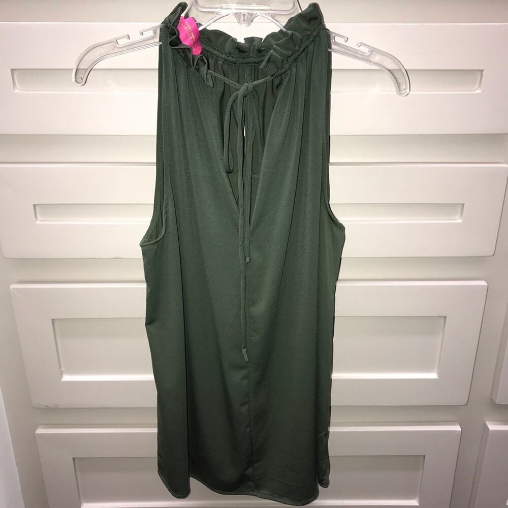 Macbeth Collection Ruffle Halter Shirt Green Small - Picture 4 of 5